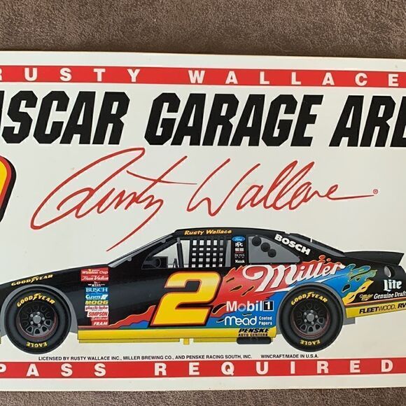 Vintage NASCAR Rusty Wallace garage pass sign license plate - Picture 2 of 8